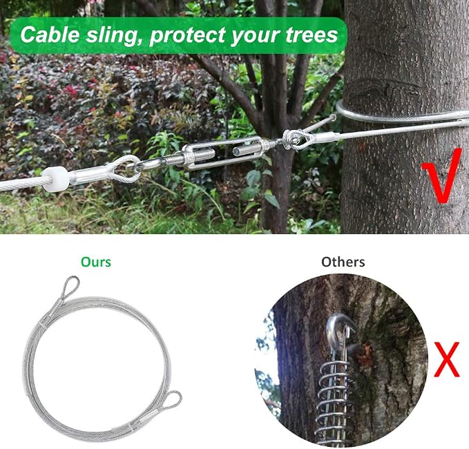 XiaZ Dog Tie Out Cable, 50ft Trolley Runner Cable for Dogs up to 200lbs，Heavy Duty Dog Lead for Yard, Camping, Outdoor, with 10ft Pulley Runner Line with Spring