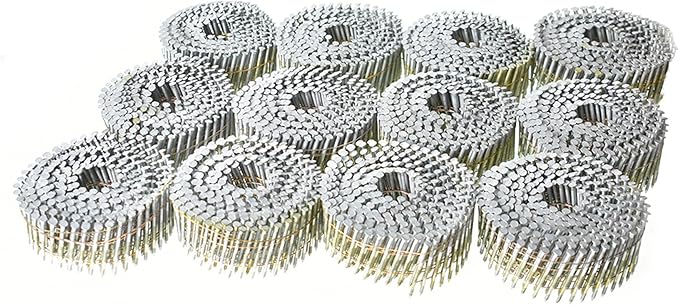 GXYWADY 3600Pcs Wire Coil Siding Nails 0.092 x 1-1/4 In Hot-Dip Galvanized Paint-Dipped Ring Shank Inclined 15 Degree Full Round Head Siding Nails of Lathing and Sheathing Materials