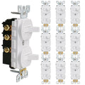 Baomain 10-Pack Double Toggle Light Switch,15 Amp 125V Two Single Pole Residential Grade,On/Off Electrical Wall Switch Self-grounding, Glossy White ETL Certified