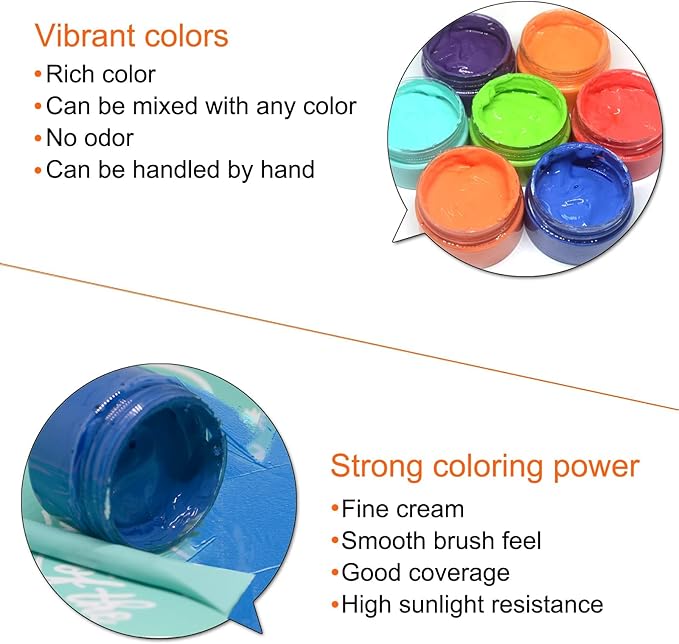 8 Colors Screen Printing Chalk Paste Kit with 4 Squeegees, 50g/Jar Reusable Self-Adhesive Stencil Paint for Wood, Glass, Canvas, Chalkboard, DIY Home Decor Crafts & Art Supplies