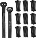 Blulu 200 Pcs 11 Inch Cable Zip Ties with Metal Tooth Stainless Steel Locking Device, 80 Lbs Tensile Strength Black Cable Ties, UV Resistant Wire Wraps Multi Purpose for Industrial Indoor Outdoor Use