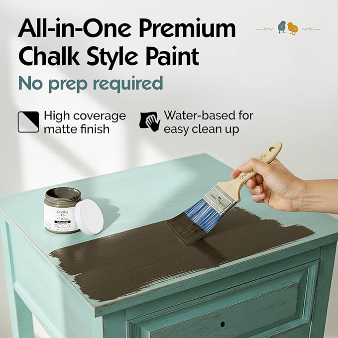 Chalky Chicks 4 Fl Oz Matte Beachwood (Brown/Gray) Chalk Paint for Furniture Without Sanding - No Prep Furniture Paint No Sanding All in One for Crafts, Wood, Walls, Cabinet,Metal, Dresser, Farmhouse