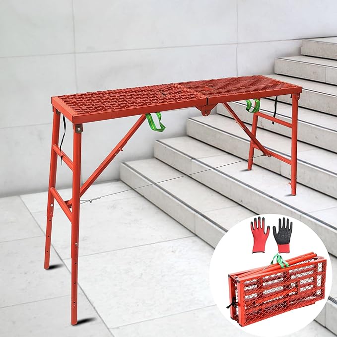 Adjustable Ladder Work Platform, 70(L) x15(W) x Adjustable Platform Ladder for Stairs, Home Portable Scaffoldding,770 Lbs Capacity