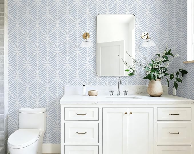 Safiyya Peel and Stick Wallpaper Boho Contact Paper 17.3"x393" Blue Geometric Modern Wall Paper Self Adhesive Removable Wallpaper for Bedroom Vinyl Rolls