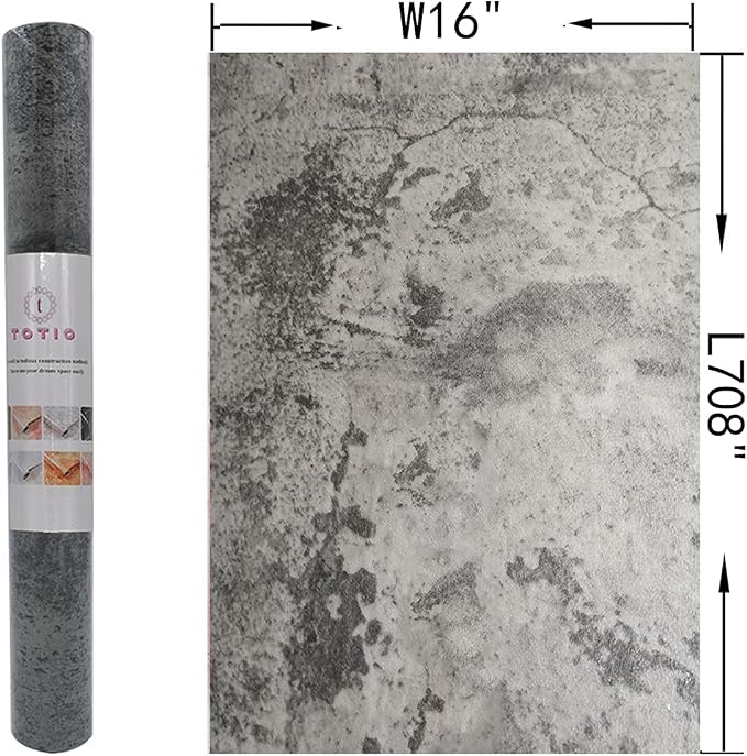 Beige-Grey Concrete Contact Paper Textured Gray Cement Wallpaper Industrial Peel Stick Countertop Contact Paper 16"x708" Removable Waterproof Adhesive Thick Matte Concrete Look Vinyl Wall Covering