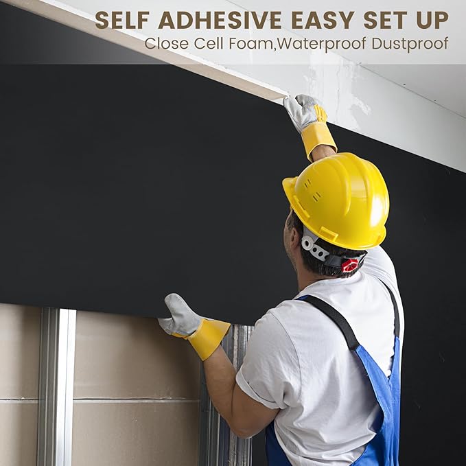 Kaqiluo Self-Adhesive Sound Insulation Acoustic Foam, 107sqft x 0.2in Thick，50+kg/m³，Sound Proof Padding,Fire,Water Resistant ,Thermal Insulation,Cold Proof Acoustic Treatment Foam
