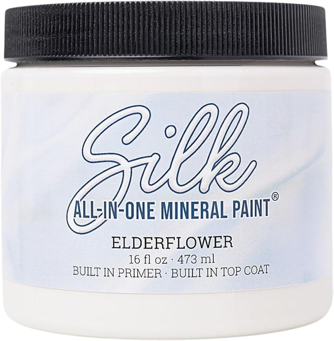 Dixie Belle Silk All-in-One Mineral Paint | Elderflower (16oz) | Warm Creamy White All-in-One Water Based Primer + Topcoat | Durable Furniture Paint | Low Reflective Finish