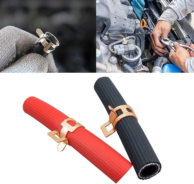 Fielect 0.43"/11mm ID Spring Band Type Action Hose Pipe Clamp Low Pressure Air Clip Clamp Fasteners Assortment Kit for Plumbing,Automotive and Mechanical,Yellow-zn Coated 500pcs