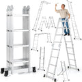 7-in-1 Folding Ladder, Multi-Purpose 15 FT Aluminum Alloy Ladder with Non-Slip Feet, Safety Locking & Heavy Duty Frame, Indoor & Outdoor Lightweight Extension Ladder, 330 LBS Capacity