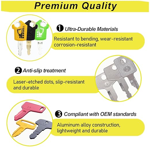 Heavy Equipment Machine Keys Master Set, 39 Excavator Dozer Skid Steer Loader Forklift Roller Keys Fit CAT Caterpillar Bobcat JD Case JLG JCB Hyster Ford Holland Yanmar Kubota Komatsu Toyota Hitachi
