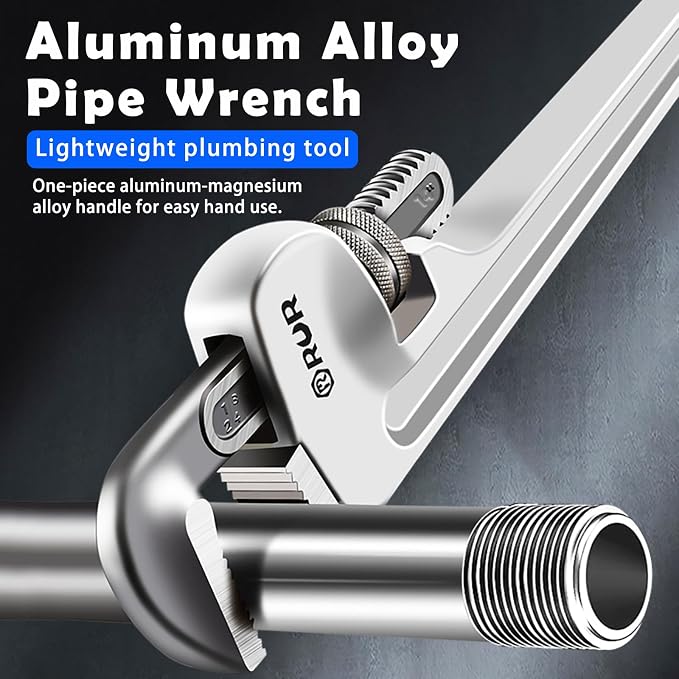 Verida Aluminum Pipe Wrench Set, 10", 12", 14", 3-piece, 40% Lighter, Reducing Hand Fatigue. Adjustable Plumbing Wrench Set, Wider Application Range