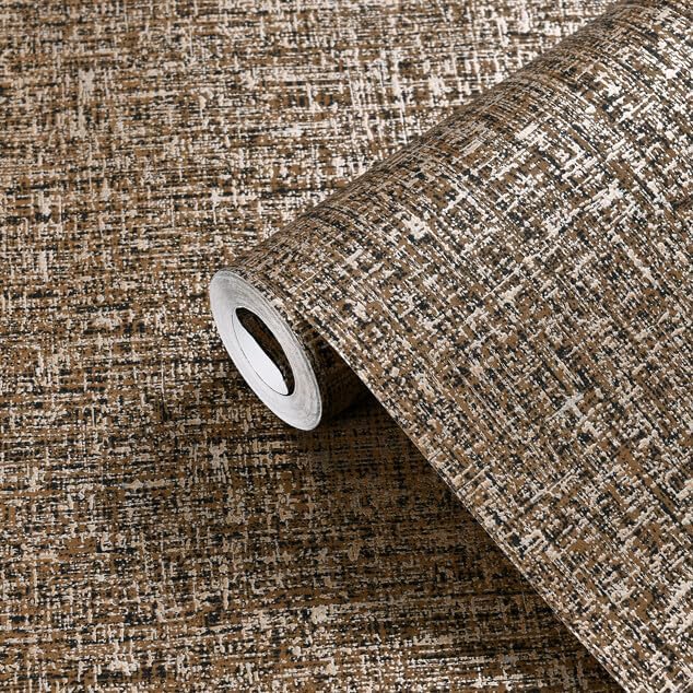 Chocolate Gold Non-pasted Wallpaper, Metallic Sheen,17.7" x 236.0" | Textured Traditional Wallpaper, Stunning Metallic Sheen, Dark Brown for living room , commercial decor
