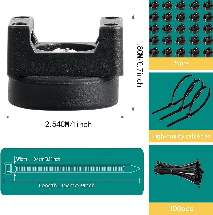 25 Pcs zbab1 Magnetic Zip Tie Mount Base, 35LBS Strong Magnetic Wire Holder & Cable Clips,Magnetic cable management for cars, offices, homes, and boats Diameter 25mm