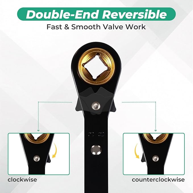 2Pcs HVAC Service Wrench Set, Curved Ratchet Wrenches (3/8", 1/4", 3/16", 5/16") with 2 Hex Key Converters, for Mini Split AC and Refrigeration Repair, Black