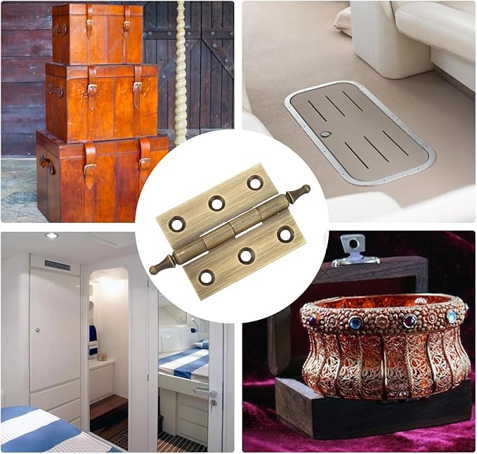 Mcredy Door Hinges 2 Inch Retro Bronze Loose Pin Cabinet Box Hinges with Ball Finials for Gate Shed Window Doors Hardware Office Home, 2 Packs