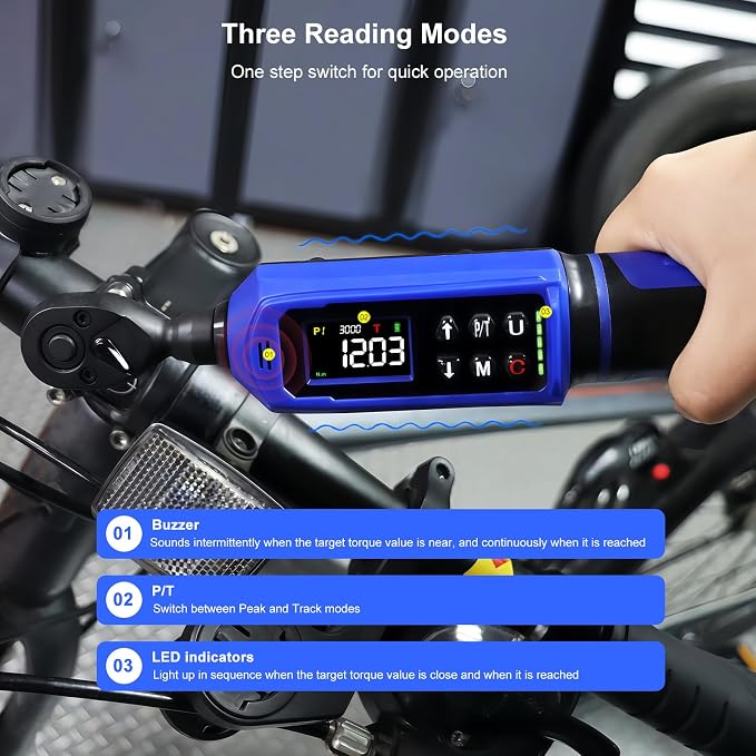 1/4" Digital Torque Wrench 0.33-22.1 Ft.lbs/0.45-30 Nm, Electronic Inch Pound Torque Wrench with 3/8" Adapter Extension Bar for DIY,Motorcycles,Bicycle,Car Buzzer Alarm, ±1% Accuracy 5 Units