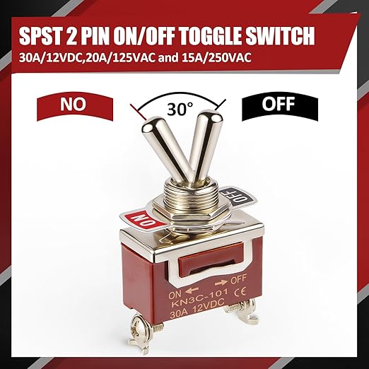 Waterproof Toggle Switch, Durable 12V 30A SPST 2Pin ON/Off Heavy Duty Waterproof Boot Cap Switch, Suitable for Automotive Boat Truck – Pack of 4