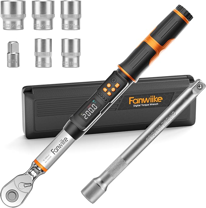 Digital Torque Wrench, 7.38-147.5 ft.lb/10-200 Nm, 1/2" Drive Inch Pound Torque Wrench Electronic with Buzzer & Colorful LED Indicator Cars Automotive