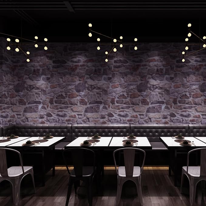 Stone Brick Wallpaper Peel and Stick Self-Adhesive Removable Vinyl Wallpaper Pink Faux 3D Stone Look Wall Paper 15.7" X 118"