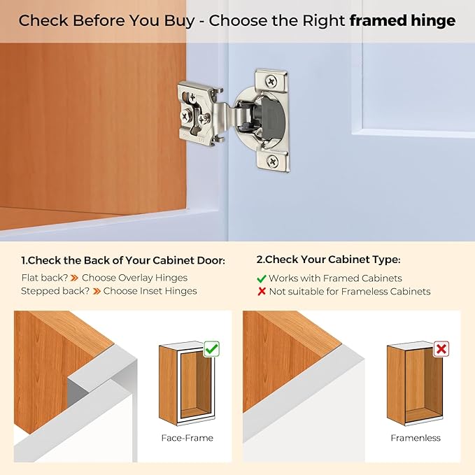 Ravinte 2 Pack 1 Pair 3/4 inch Overlay Soft Close Kitchen Cabinet Hinges Stainless Steel Adjustable Kitchen Hinges Satin Nickel Cabinet Hardware