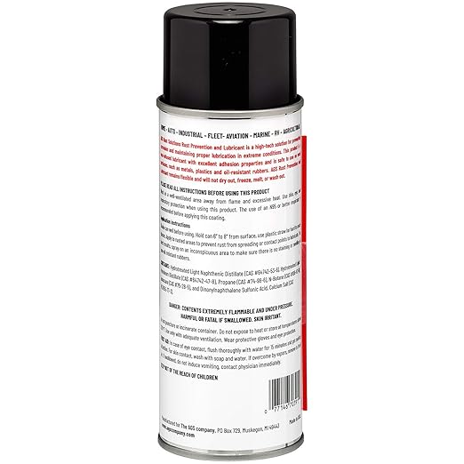 AGS Rust Solutions Rust Prevention and Lubricant Aerosol, 11 oz Rust Treatment Spray, Rust Inhibitor and Rust Cleaner, Advanced Corrosion Remover Spray Lubricant