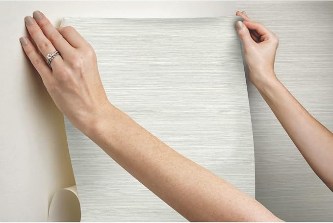 York Wallcoverings PSW1279RL White Cattail Weave Peel and Stick Wallpaper