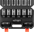 VEVOR 1/2" Drive Impact Socket Set, 9 Piece Deep Socket Set Metric 29-38mm, 6 Point Cr-Mo Spindle Axle Nut Impact Socket Set for Auto Repair,Easy-to- Read Size Markings, Includes Storage Case
