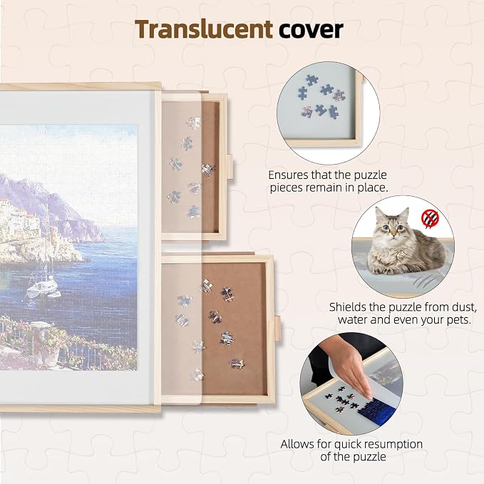 ALL4JIG 2000 Pieces 2-in-1 Tilting&Rotating Puzzle Board for Adults,Wooden Jigsaw Puzzle Table with 4 Drawers, 28.5 "x40.16 Portable Board with Lazy Susan and Cover,with a Tabletop Easel-Style Tilt