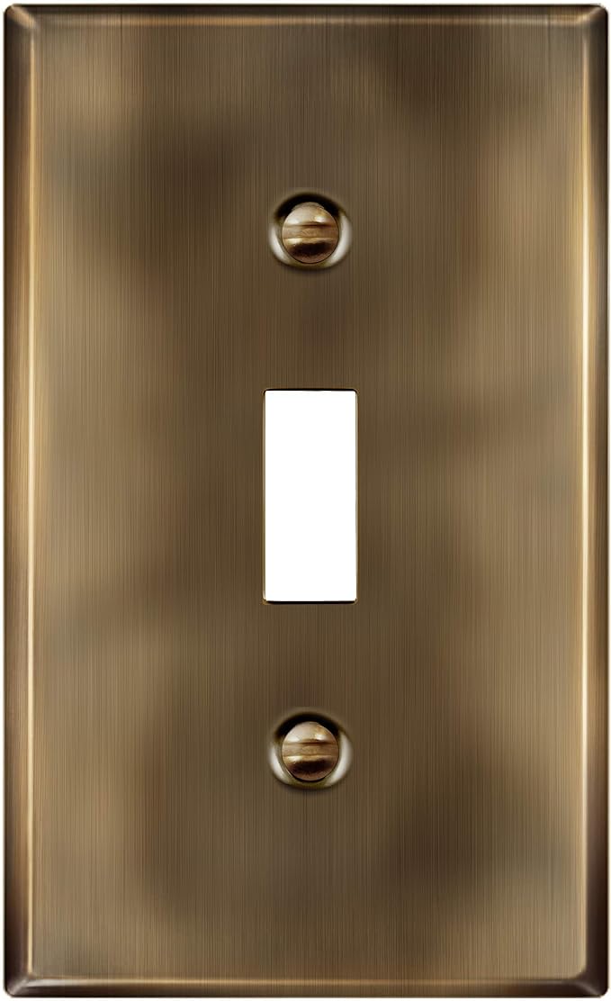 ENERLITES Toggle Light Switch Metal Wall Plate, Stainless Steel Switch Cover, Corrosion Resistant, Standard Size 1-Gang 4.50" x 2.76", Stainless Steel 201, 7711-AB, Antique Brass