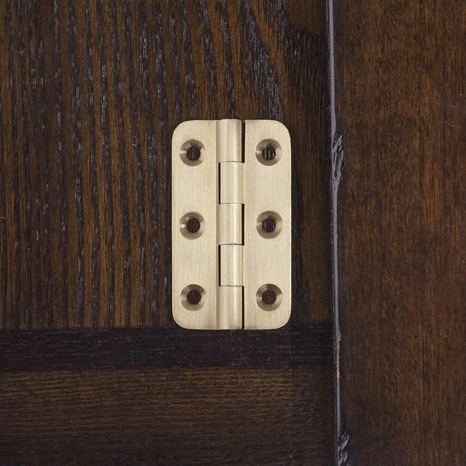Keenkee 4 PCS Brushed Solid Brass Butt Hinges 2 Inch for Cabinet Doors, Trunks, Wood, Chest Lid, Crafts, Jewelry Box and Small Wooden Boxes, Furnitures, Round Corner Mortise Brass Hinge with Screws