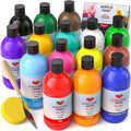 Smallbudi 15 Colors Large Acrylic Paint Set (16.9 oz,500 ml), Bulk Acrylic Paint Non-Toxic Art Painting Supplies on Multi Surface Pumpkin Canvas Wood Craft Fabric Rock for Artist Kids with Color Wheel