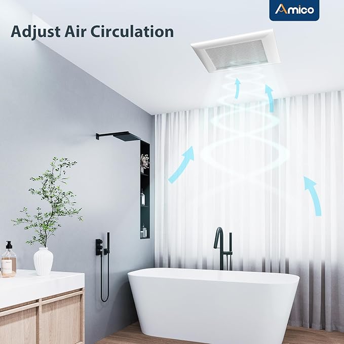 Amico Bathroom Exhaust Fan,160 CFM, 1.5 Sones, Low Noise, Household Bath Ventilation Fans, Ceiling Mounted, No Attic Access Needed, Ceiling Opening 10.7''x10.7'' - ETL & FCC Certified