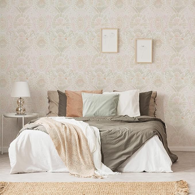 Tempaper Pink Bohemia Damask Removable Peel and Stick Boho Wallpaper, 20.5 in X 9 ft, Made in the USA