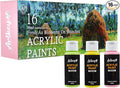 Artkey Acrylic Paint Set, 16 Colors 2 oz/59 ml Acrylic Paint Kit for Professional Artists & Beginners – Spring Pastel Art & Craft Supplies for Canvas, Wood, Fabric, Rock, Leather, Ceramic, Glass