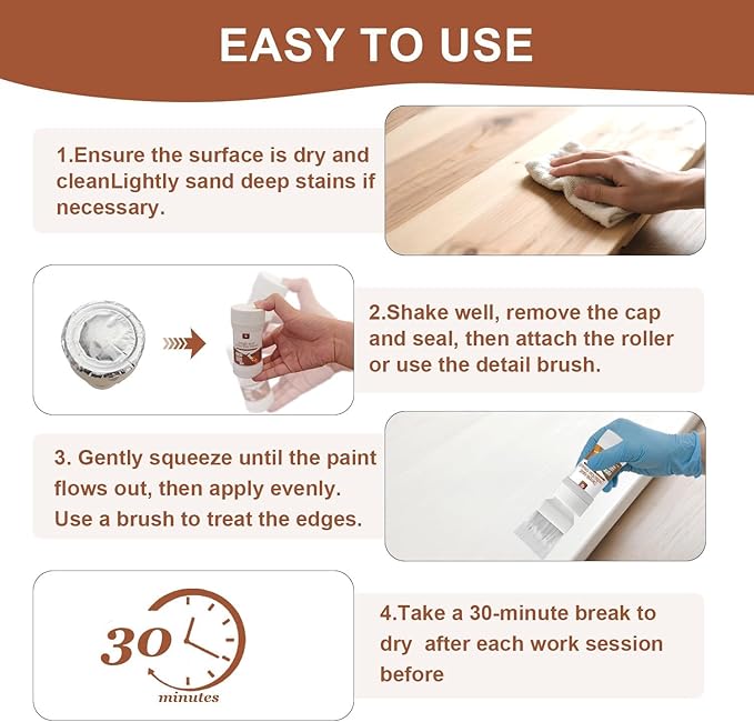 White Paint, Touch-Up Paint for Furniture, Cabinets, Wood, Metal No Sanding, Fast Drying, Water Based Multi Surface, 6.35 oz