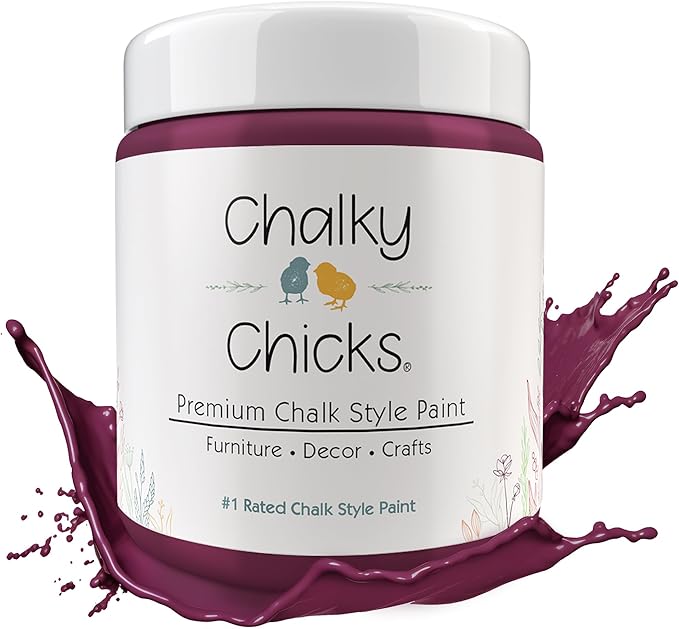 Chalky Chicks 8 Fl Oz Matte Logan Berry (Plum) Chalk Paint for Furniture Without Sanding - No Prep Furniture Paint No Sanding All in One for Crafts, Wood, Walls, Cabinet, Metal, Dresser, Farmhouse