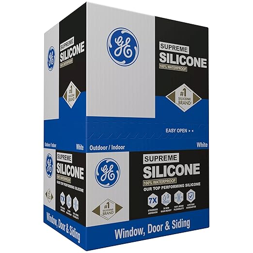 GE All Purpose Silicone Caulk, Clear, 10 fl oz Cartridge, 12 Pack - 100% Waterproof Silicone Sealant, Stronger Adhesion, Freeze & Sun Proof