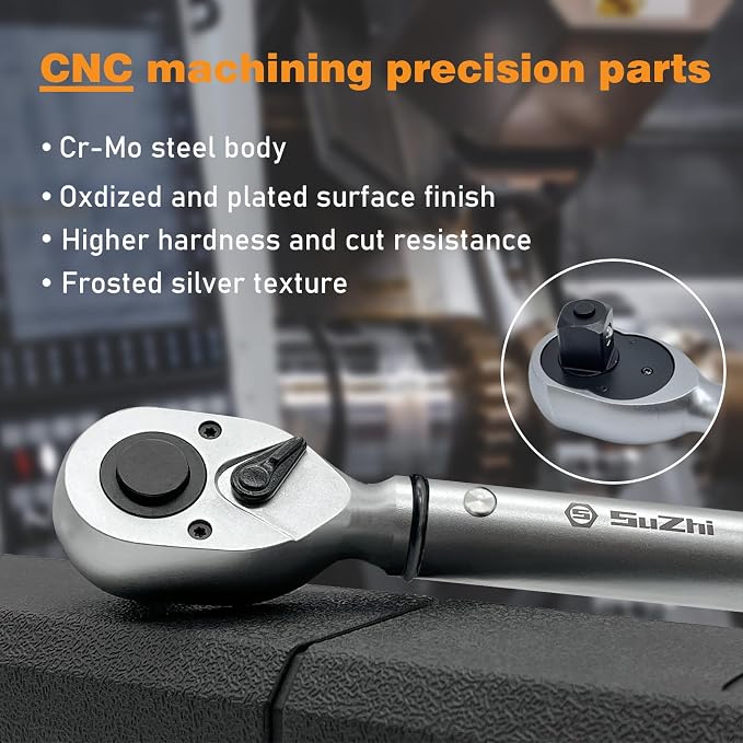 SuZhi 3/4 Inch Drive torque wrench 100-700 ft lb /135-949N.M/Aluminum Alloy handle & Cr-Mo Material Head, Heavy Duty, Professional,Dual Direction, Store in Solid Case