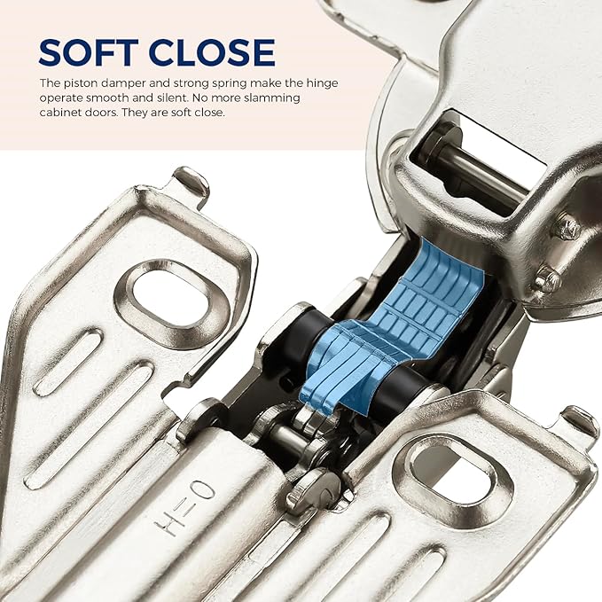 Ravinte 1 Pair 2 Packs Full Overlay Cabinet Door Hinges,105 Degree Adjustable Concealed Kitchen Cabinet Hinges Soft Close for Face Frame Cabinet