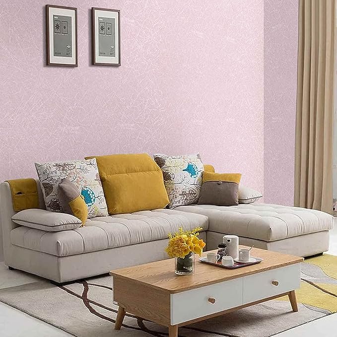 Pink Wallpaper Embossed Silk Self Adhesive Peel and Stick Contact Paper | 15.7" X 393.7" Removable Waterproof Bathroom Home Decorative Vinyl Wrap Film Cabinet Furniture Countertop Shelf Paper