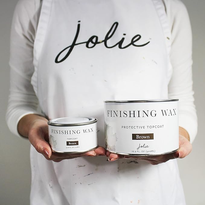 Jolie Finishing Wax - Protective topcoat Paint - Use on interior furniture, cabinets, walls, and accessories- Odor-Free,Non-Hazardous-Brown-500ml