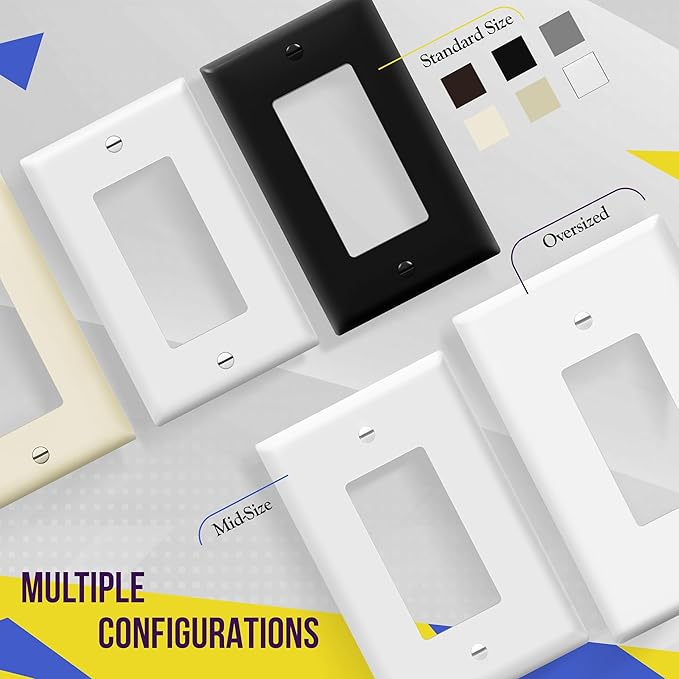 ENERLITES Decorator Light Switch or Receptacle Outlet Wall Plate, Gloss Finish, Size 1-Gang 4.50" x 2.76", Unbreakable Polycarbonate Thermoplastic, UL Listed, 8831-W, White