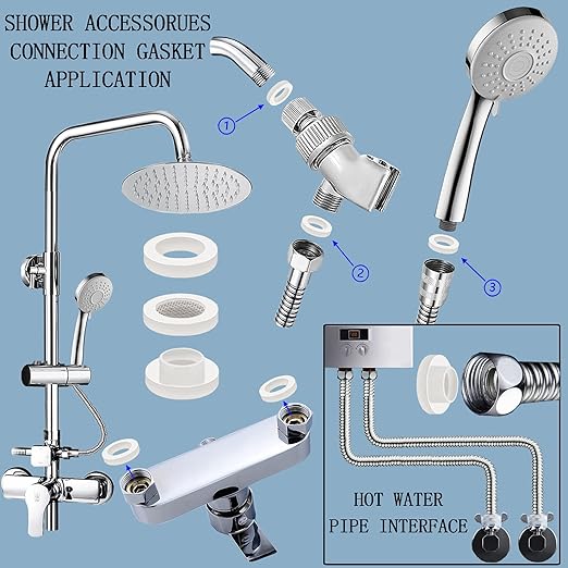 ZDBB 135 Pcs Flat Washer,Silicone and Nitrile Rubber Assortment Kit, Used for Faucet,Shower Head, Garden Hoses, Reusable Flat Washer O Rings