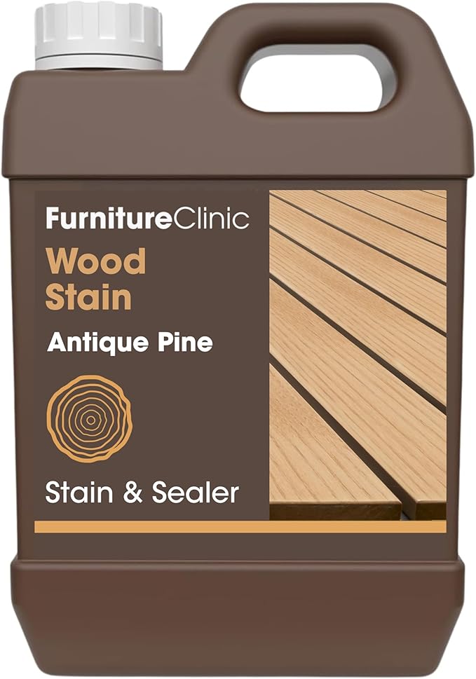 Furniture Clinic Wood Stain | Water Based | Fast Drying, Low Odor, & Non-Toxic | Multiple Finishes | for Indoor & Outdoor Furniture and More | Antique Pine (85 Fl Oz / 2500ml)