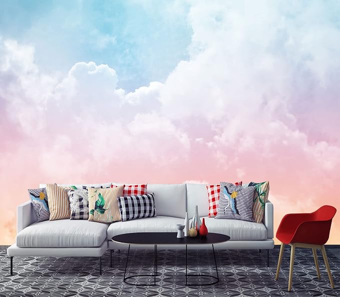 Cliouar-Wall Mural Wallpaper 3D Wallpaper Decorative Powder Cloud Bedroom Living Room Decor 182" x 122" (Not Peel and Stick)