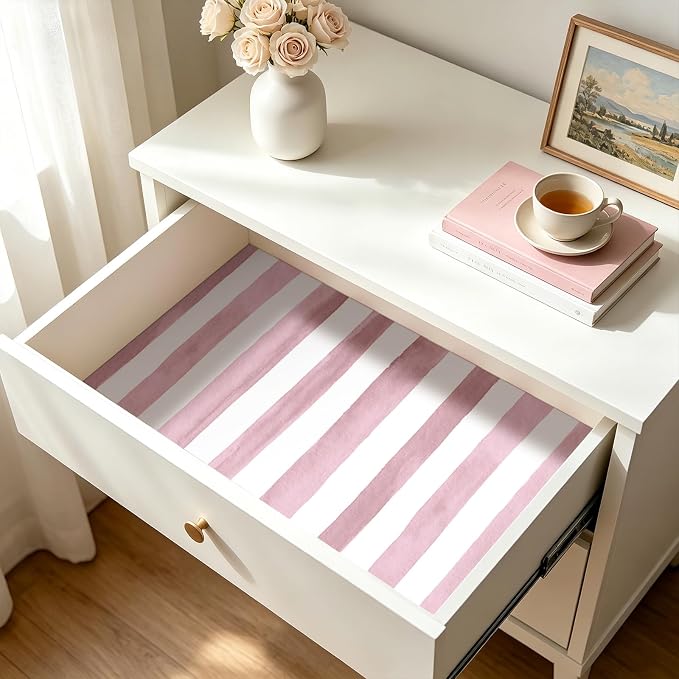 Pink Striped Wallpaper Peel and Stick Stripe Wallpaper Pink and White Striped Contact Paper Stripes Watercolor Stripe Prepasted Bathroom Adhesive Cute Girls Room Girl Girly Removable 17.5x80 HelloWall