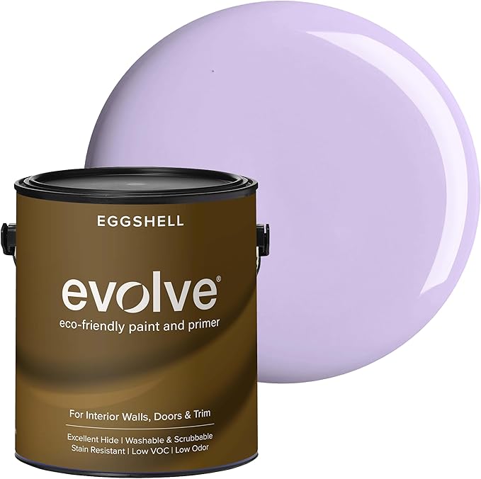 EVOLVE Paint & Primer: Environment-friendly, Low Sheen with One-coat Coverage for Interior & Exterior surfaces (Soft Violet, 1-Gallon)