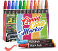 Jumbo Liquid Chalk Markers for Car Window, 12 Colors, Washable, 3 in 1 Nib for Glass, Mirror, Chalkboard, Blackboard, Signs