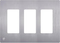 ENERLITES Elite Series Screwless Decorator Wall Plate Child Safe Outlet Cover, Gloss Finish, Size 3-Gang 4.68" H x 6.53" L, Unbreakable Polycarbonate Thermoplastic, SI8833-BSV, Brushed Silver