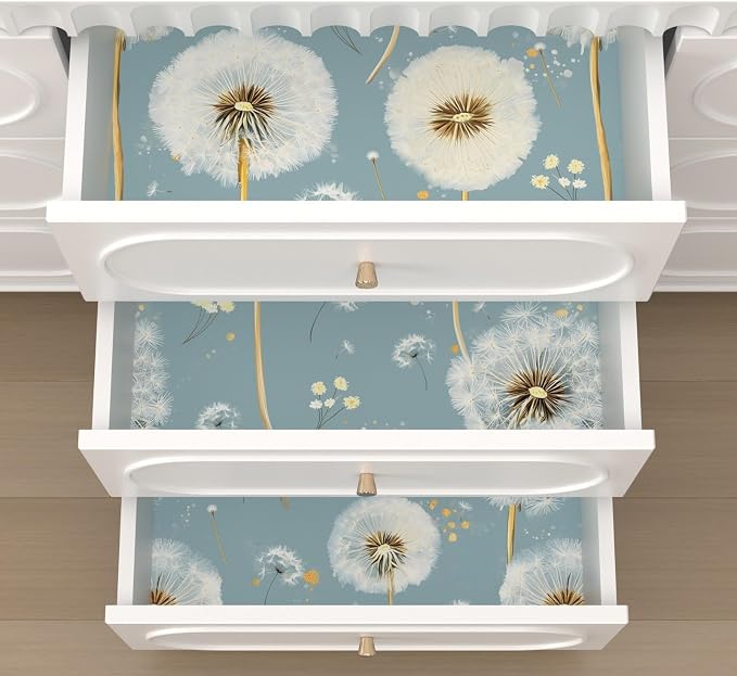 Light Navy Blue Flower Peel and Stick Contact Paper 17.5" × 118" | Self Adhesive/Removable/Waterproof/Thick Vinyl Contact Paper for Bathroom Bedroom Shelf Cabinet Drawer,Prepasted,Easy Peel
